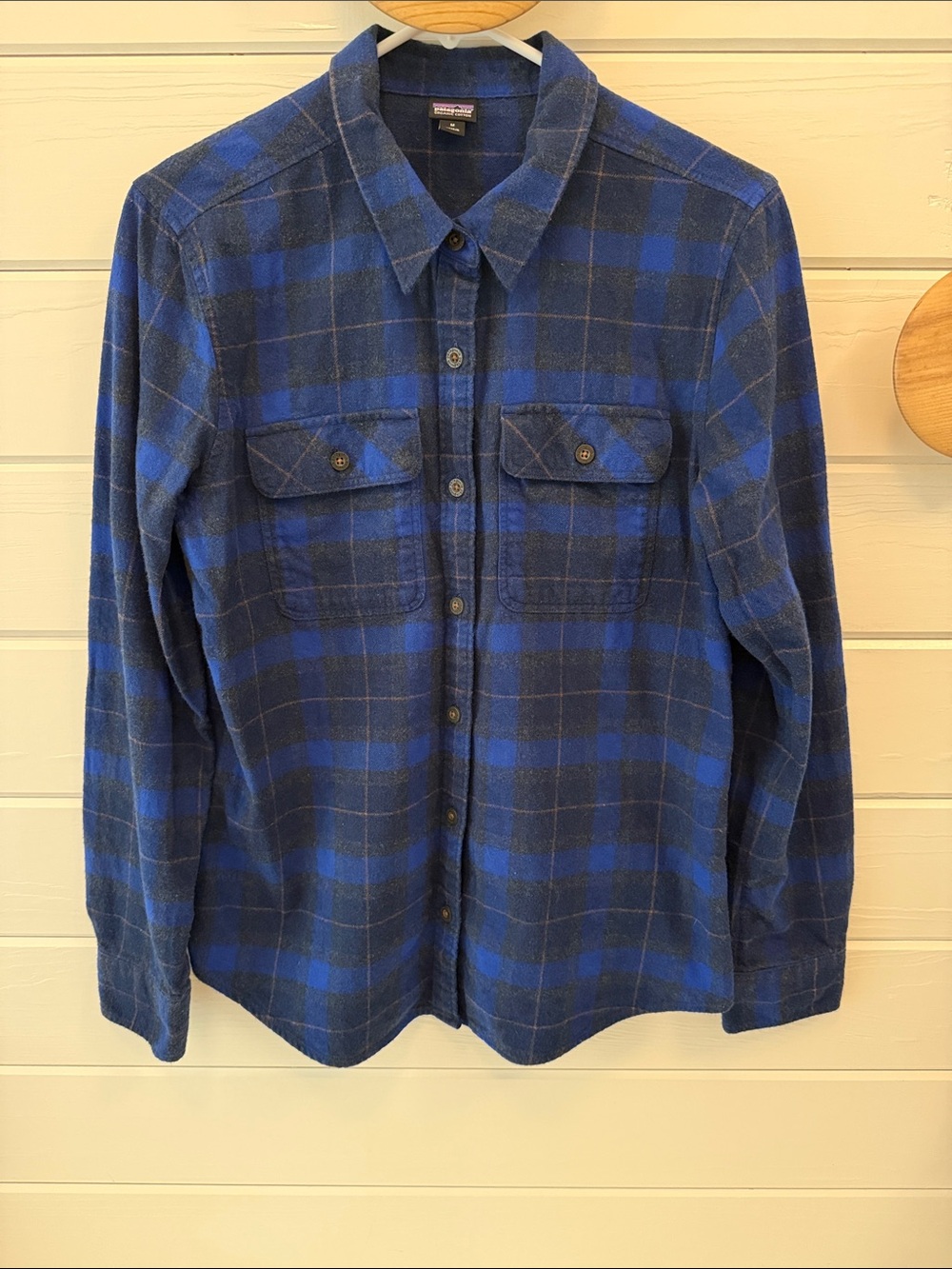 Patagonia Women’s Fjord Flannel Blue and Black Plaid Button-Down Shirt